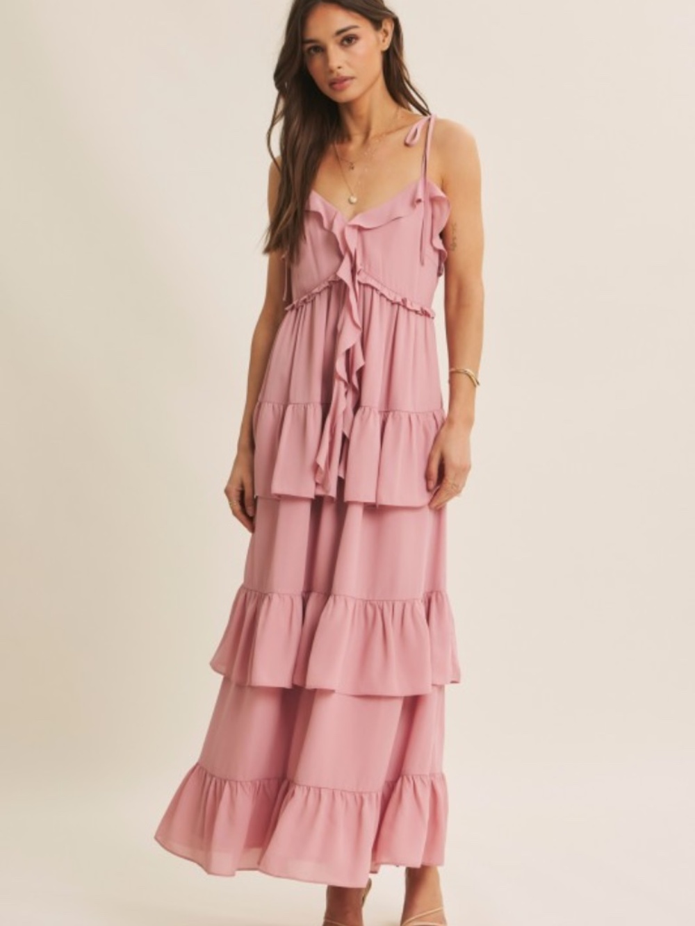 Call For Romance Ruffled Wool Dobby Maxi Dress